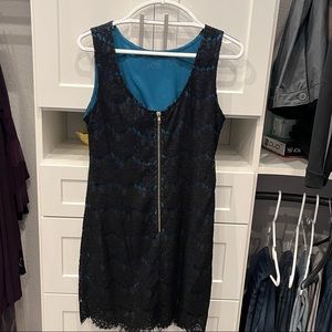 Black Swan Medium black lace sheath dress with turquoise lining